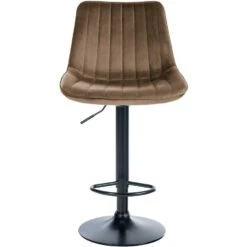 CLP Barkruk Toni Fluweel Zwart Frame Bruin -Leen Bakker Winkel 1000093451 0102