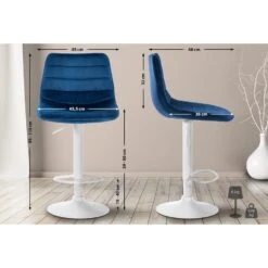 CLP Barkruk Lex Wit Frame Fluweel Blauw -Leen Bakker Winkel 1000095260 0101