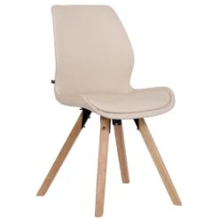 CLP Eetkamerstoel Luna Natura Frame - Kunstleer - Creme