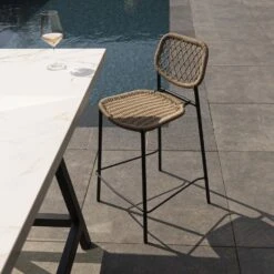 Giga Meubel Barkruk Naturel - Touw - 51x41x104cm - Barstoel Elie -Leen Bakker Winkel 1000095458 0101