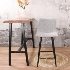 DS4U® Gaby Barkruk 75cm - Stof - Grijs -Leen Bakker Winkel 1000096494 0102