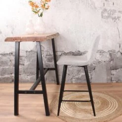 DS4U® Gaby Barkruk 75cm - Stof - Grijs -Leen Bakker Winkel 1000096494 0103