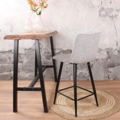 DS4U® Gaby Barkruk 75cm - Stof - Grijs -Leen Bakker Winkel 1000096494 0104