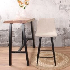 DS4U® Gaby Barkruk 75cm - Stof - Taupe -Leen Bakker Winkel 1000096497 0103