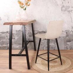 DS4U® Gaby Barkruk 75cm - Stof - Taupe -Leen Bakker Winkel 1000096497 0104