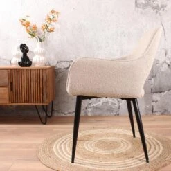 DS4U® Lenon Eetkamerstoel Bouclé - Stof - Taupe -Leen Bakker Winkel 1000096503 0103