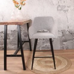 DS4U® Lenon Barkruk 67cm - Stof - Grijs -Leen Bakker Winkel 1000096842 0102