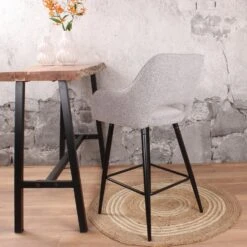 DS4U® Lenon Barkruk 67cm - Stof - Grijs -Leen Bakker Winkel 1000096842 0103