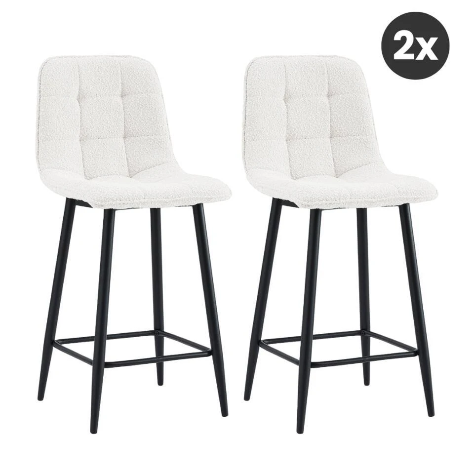 2x Barkruk Yerevan - Bouclé Ivoor 3 2x Barkruk Yerevan - Bouclé Ivoor