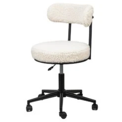 Bureaustoel Met Witte Lussen Met Metalen Basis