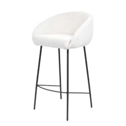 Barstoel Stof Beige - Zithoogte 65cm - 52x42x88cm - Lova - Set Van 2