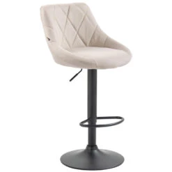 CLP Barkruk Lazio Zwart Frame - Stof - Creme