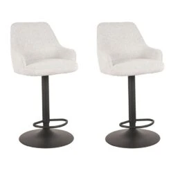 LABEL51 Barkruk Fender - Wit - Boucle - 42 X 40cm - Set Van 2