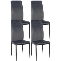 CLP Set Van 4 Eetkamerstoel Savino Fluweel - Grijs