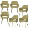 WOOOD Jenny Eetkamerstoelen - Polyester - Sage - Set Van 6 -Leen Bakker Winkel 1000140231