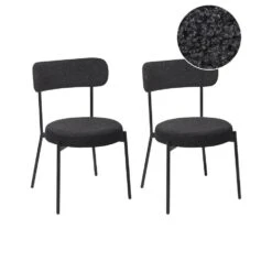 ALLISON - Eetkamerstoel Set Van 2 - Zwart - Bouclé