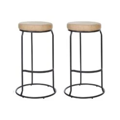 MILROY - Barkruk Set Van 2 - Beige - Kunstleer