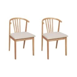 CRAIG - Eetkamerstoel Set Van 2 - Lichtbeige - Licht Hout
