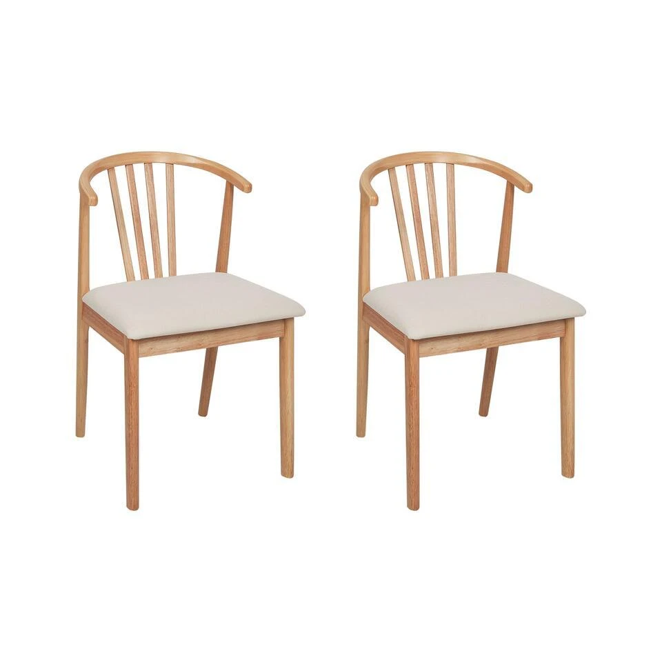 CRAIG - Eetkamerstoel Set Van 2 - Lichtbeige - Licht Hout 3 CRAIG - Eetkamerstoel Set Van 2 - Lichtbeige - Licht Hout