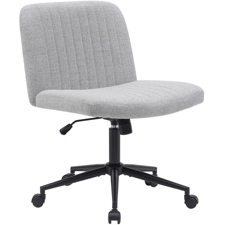 CLP Bureaustoel Kingman Zwart Frame - Stof - Licht Grijs 3 CLP Bureaustoel Kingman Zwart Frame - Stof - Licht Grijs