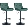 CLP Set Van 2 Barkruk Vonore Zwart Frame - Fluweel - Groen -Leen Bakker Winkel 1000146472