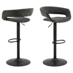 Barkruk Grijs Stof - Zithoogte 80cm - 54,5x49x101cm - Nexus - Set Van 2