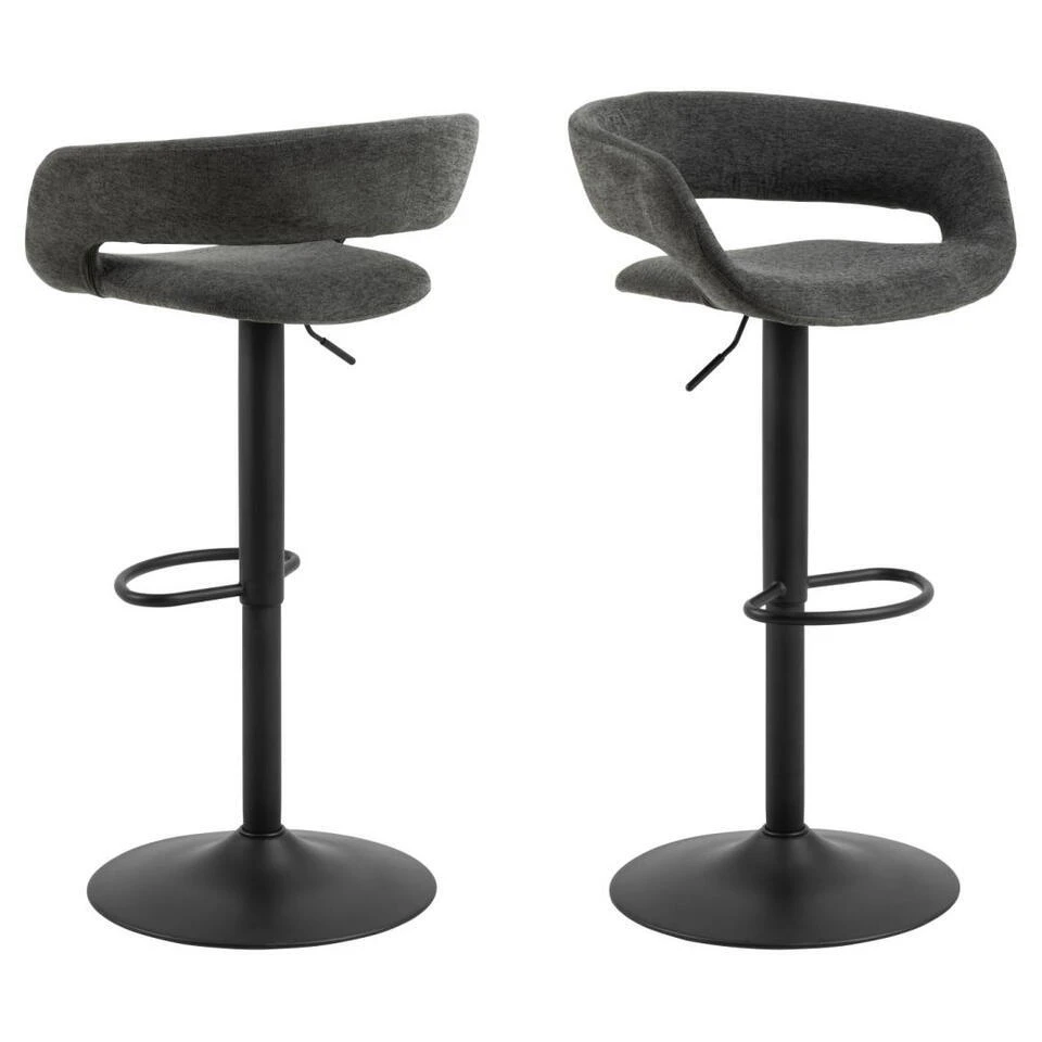 Barkruk Grijs Stof - Zithoogte 80cm - 54,5x49x101cm - Nexus - Set Van 2 3 Barkruk Grijs Stof - Zithoogte 80cm - 54,5x49x101cm - Nexus - Set Van 2