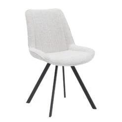 Eetkamerstoel Beige Stof/Metaal - Zithoogte 48cm - Mika - Set Van 2