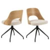 Eetkamerstoel Beige Stof - Draaibaar - 48x53x79cm - Lucas -Leen Bakker Winkel 1000149322