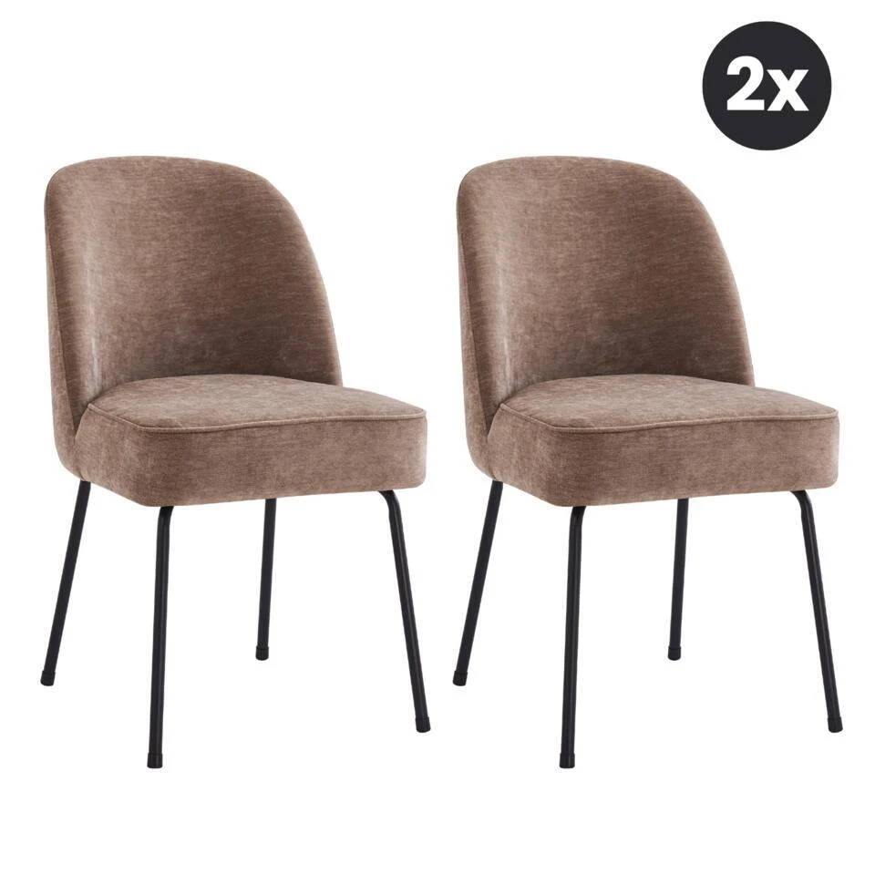 2x Vero Eetkamerstoel Velvet - Taupe 3 2x Vero Eetkamerstoel Velvet - Taupe