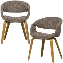WOOOD Yossi Eetkamerstoelen Houten Naturel Poot - Bruin - Set Van 2