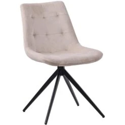 CLP Eetkamerstoel Merna Zwart Frame - Fluweel - Creme