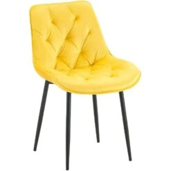 CLP Eetkamerstoel Wallace Zwart Frame - Fluweel - Geel