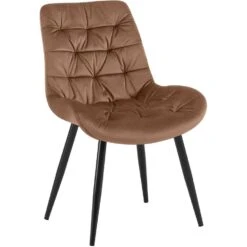 CLP Eetkamerstoel Rossford Zwart Frame - Fluweel - Bruin