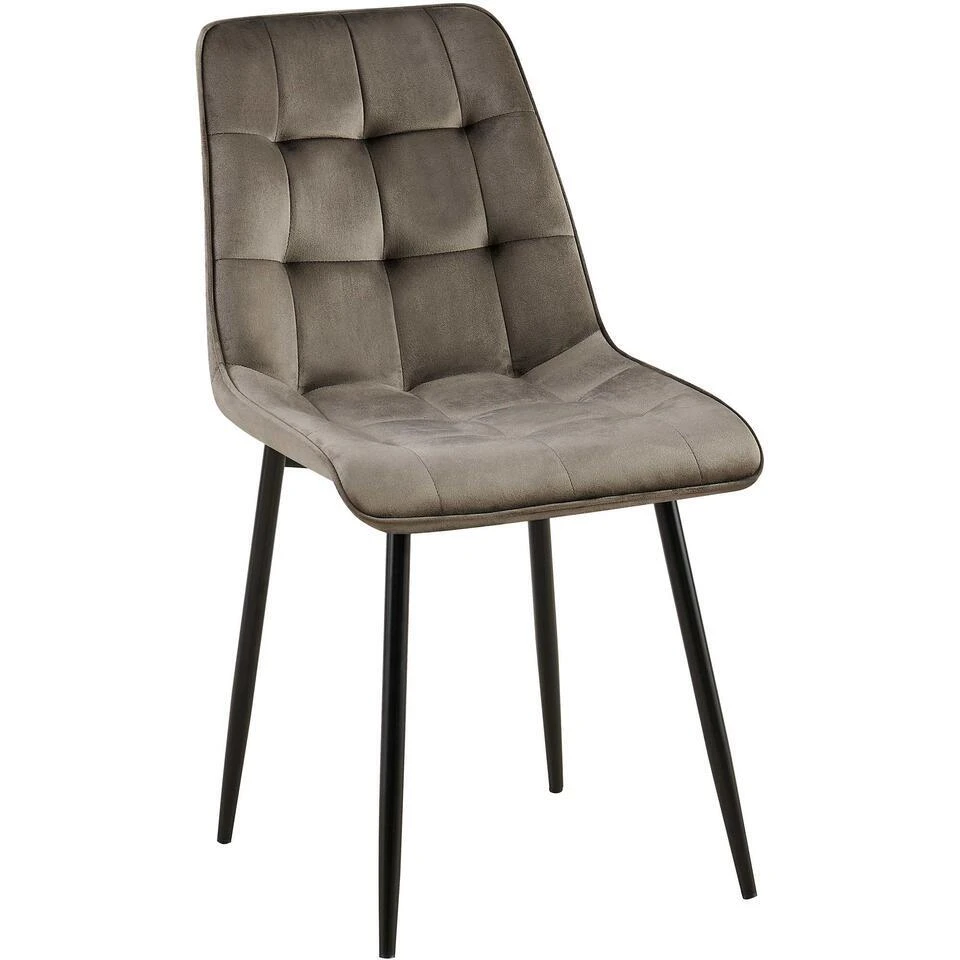 CLP Eetkamerstoel Gifford Mat Zwart Frame - Fluweel - Antraciet 3 CLP Eetkamerstoel Gifford Mat Zwart Frame - Fluweel - Antraciet