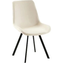 CLP Eetkamerstoel Lewes Zwart Frame - Fluweel - Creme