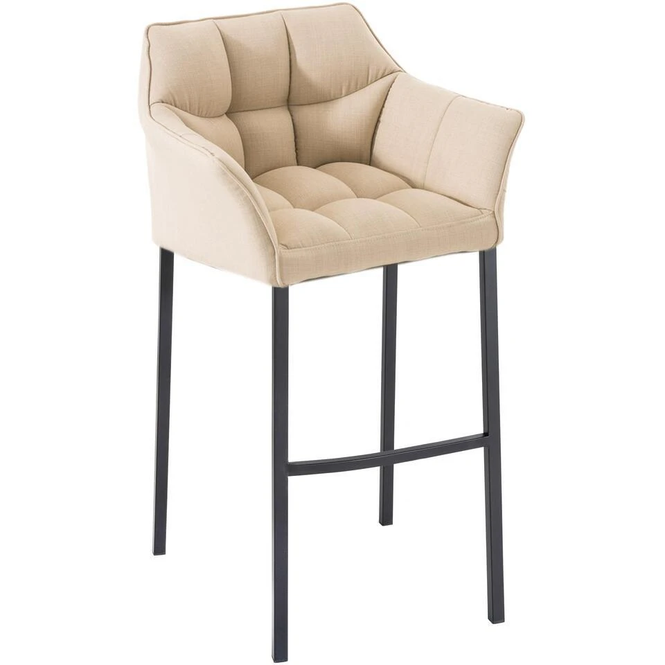 CLP Barkruk Damaso Zwart Frame - Stof - Creme 3 CLP Barkruk Damaso Zwart Frame - Stof - Creme