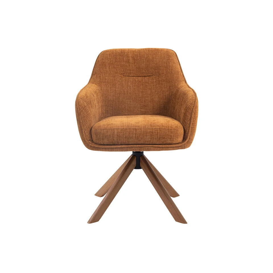 Eetkamerstoel Oranje - Eikenhout - 57x65x86cm - Avola - Set Van 2 3 Eetkamerstoel Oranje - Eikenhout - 57x65x86cm - Avola - Set Van 2