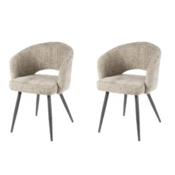 Hoyz Collection - Armstoel Boucle Salon - Tissee Cargo Zandkleur - Set Van 2