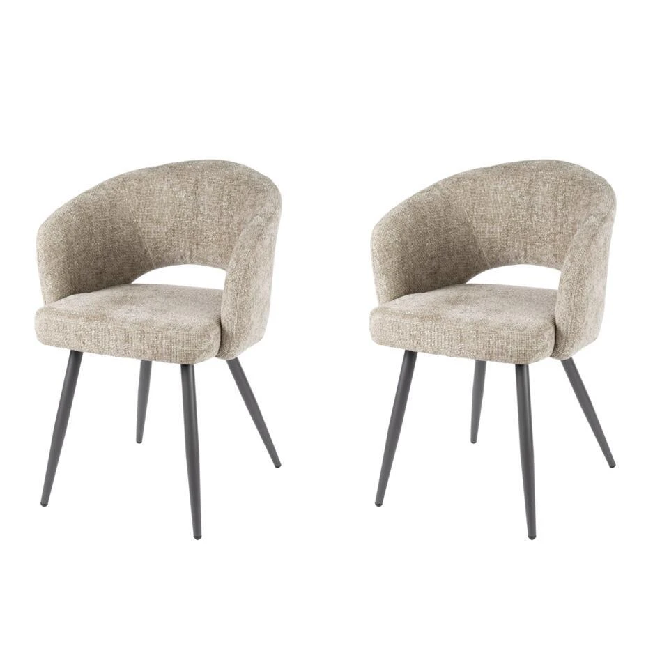 Hoyz Collection - Armstoel Boucle Salon - Tissee Cargo Zandkleur - Set Van 2 2 Hoyz Collection - Armstoel Boucle Salon - Tissee Cargo Zandkleur - Set Van 2