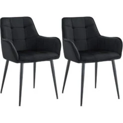 CLP Set Van 2 Eetkamerstoel Ferndale Zwart Frame - Fluweel - Zwart
