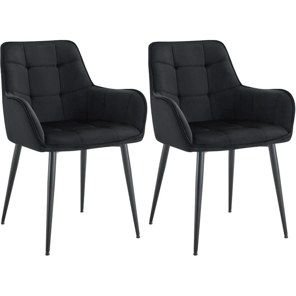 CLP Set Van 2 Eetkamerstoel Ferndale Zwart Frame - Fluweel - Zwart 3 CLP Set Van 2 Eetkamerstoel Ferndale Zwart Frame - Fluweel - Zwart