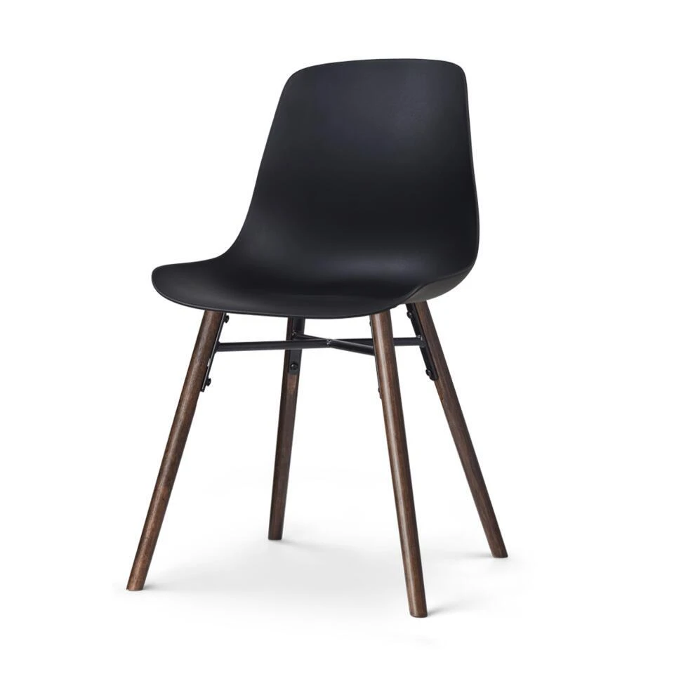Nolon Nena-Pip Eetkamerstoel Zwart - Kunststof - Walnoot Poten 3 Nolon Nena-Pip Eetkamerstoel Zwart - Kunststof - Walnoot Poten