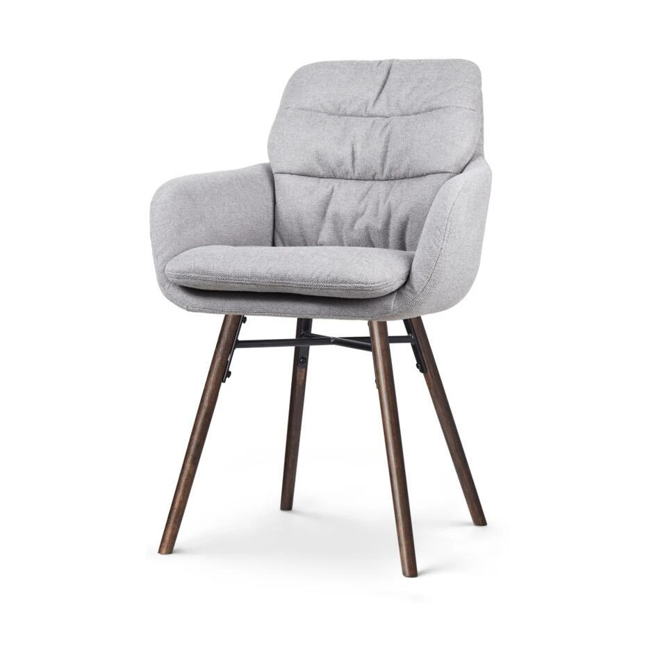 Nolon Nena-Mia Eetkamerstoel Grijs - Met Armleuning - Walnoot 3 Nolon Nena-Mia Eetkamerstoel Grijs - Met Armleuning - Walnoot