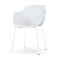 Nolon Nora-Puk Eetkamerstoel Wit - Met Armleuning - Wit Onderstel