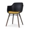 Nolon Nena-Liz Eetkamerstoel Zwart - Okergeel Kussen - Walnoot -Leen Bakker Winkel 1000168385