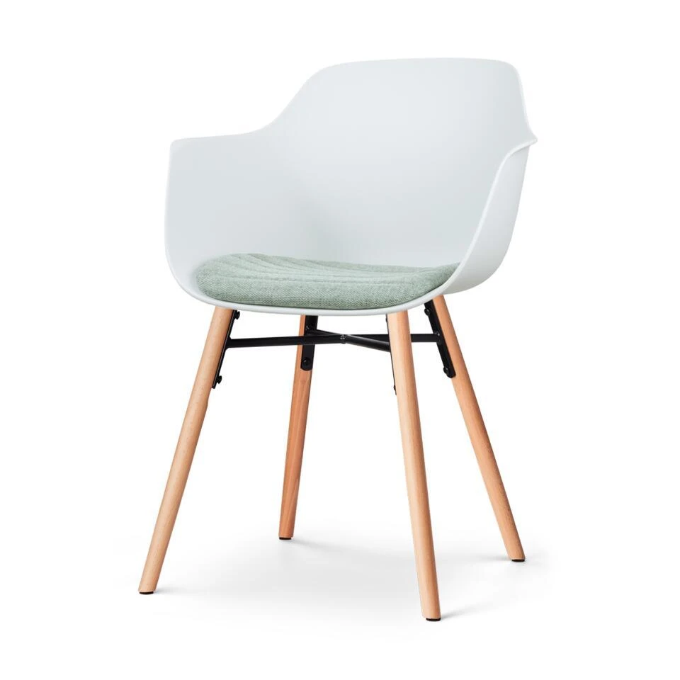 Nolon Nena-Liz Eetkamerstoel Wit - Armleuning - Zacht Groen Kussen 3 Nolon Nena-Liz Eetkamerstoel Wit - Armleuning - Zacht Groen Kussen