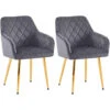 CLP Set Van 2 Eetkamerstoel Monett Goud Frame - Fluweel - Donkergrijs -Leen Bakker Winkel 1000170839