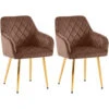 CLP Set Van 2 Eetkamerstoel Monett Goud Frame - Fluweel - Bruin 1 CLP Set Van 2 Eetkamerstoel Monett Goud Frame - Fluweel - Bruin -Leen Bakker Winkel 1000170840