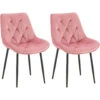 CLP Set Van 2 Eetkamerstoel Wallace Zwart Frame - Fluweel - Roze -Leen Bakker Winkel 1000170886